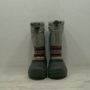 Sorel Youth Cub Waterproof Winter Snow Boots Gray Red Insulated w/inserts SZ 13